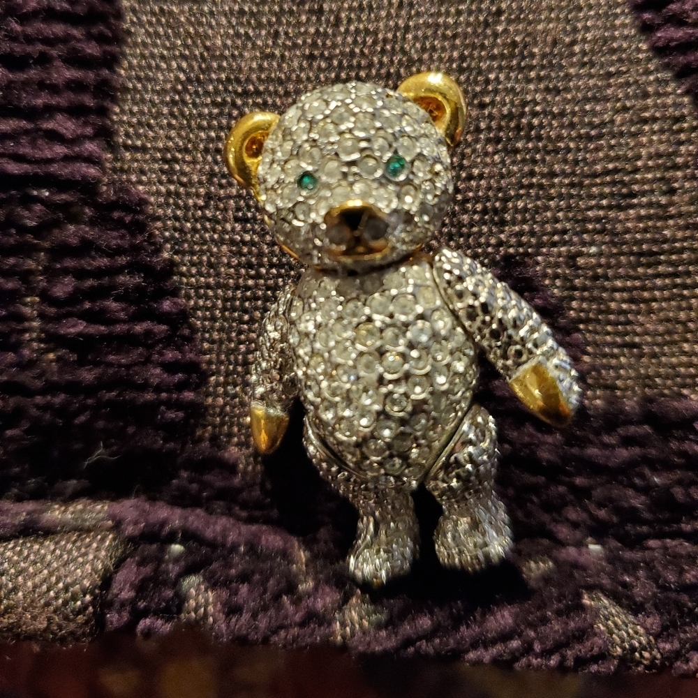 Articulated Swarovski Crystal Bear Pin/Pendant